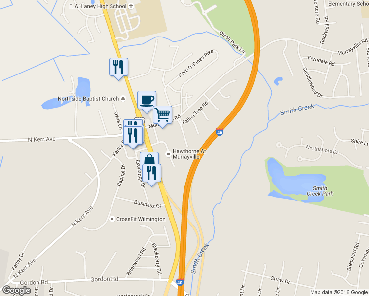 map of restaurants, bars, coffee shops, grocery stores, and more near 3611-3613 Bent Tree Court in Wilmington