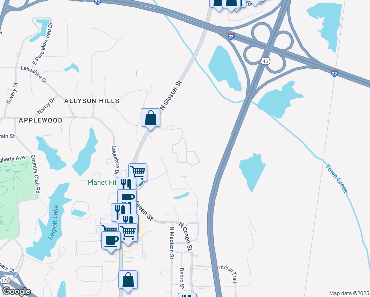 map of restaurants, bars, coffee shops, grocery stores, and more near 699 Nation Hills Drive in Tupelo