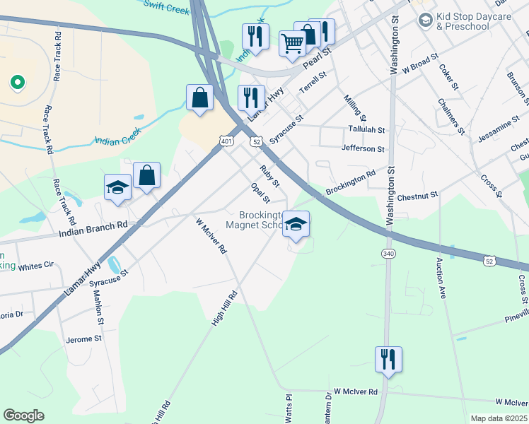 map of restaurants, bars, coffee shops, grocery stores, and more near 432 Opal Street in Darlington
