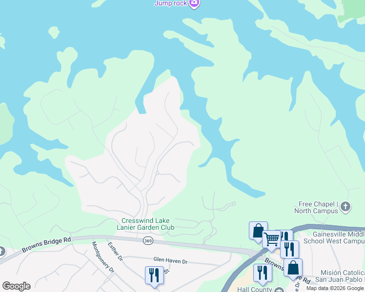 map of restaurants, bars, coffee shops, grocery stores, and more near 3343 Indian Hawthorne Ridge in Gainesville