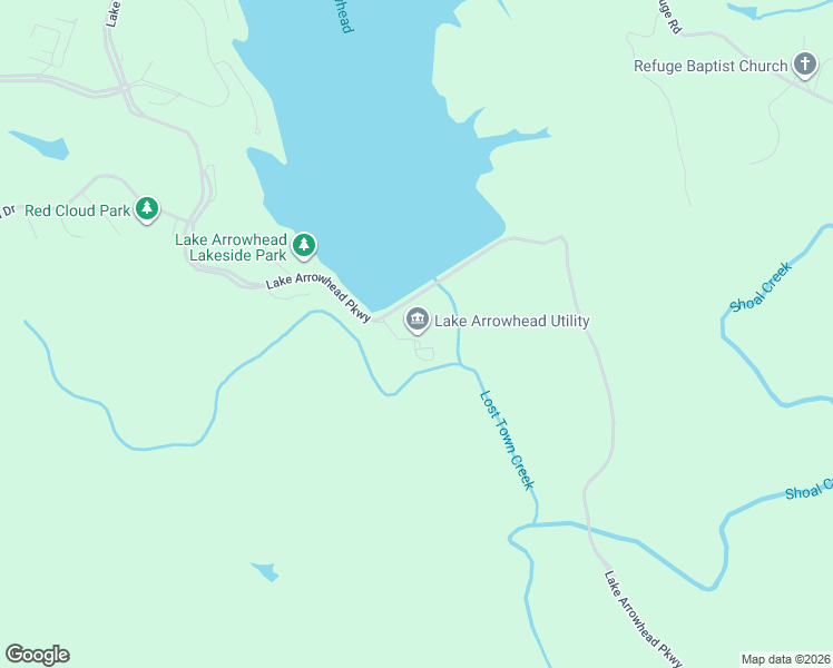 map of restaurants, bars, coffee shops, grocery stores, and more near 2421 Lake ArrowHead Drive in Waleska