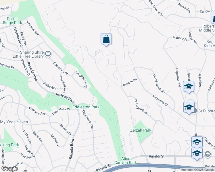 map of restaurants, bars, coffee shops, grocery stores, and more near 11582 Longacre Avenue in Los Angeles