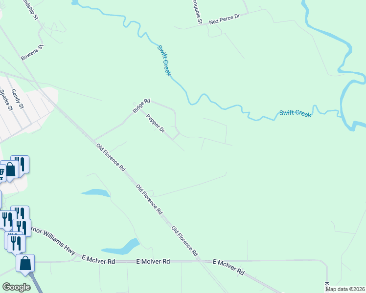 map of restaurants, bars, coffee shops, grocery stores, and more near 147 Pepper Drive in Darlington