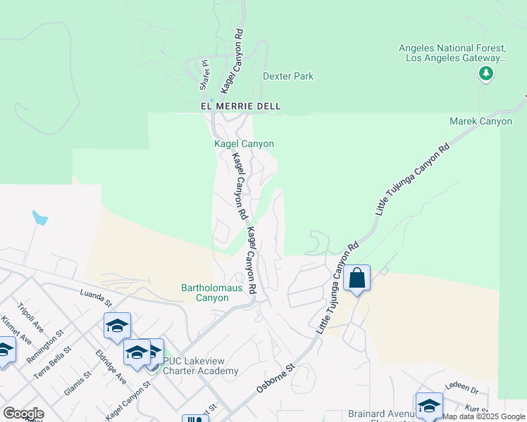 map of restaurants, bars, coffee shops, grocery stores, and more near Spring Trail in Los Angeles County