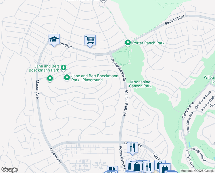 map of restaurants, bars, coffee shops, grocery stores, and more near 11716 North Manchester Way in Los Angeles
