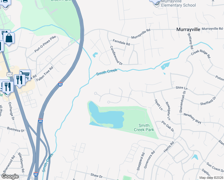 map of restaurants, bars, coffee shops, grocery stores, and more near 2604 Baypointe Cove in Wilmington