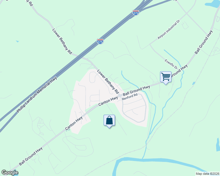 map of restaurants, bars, coffee shops, grocery stores, and more near 239 Bethany Manor Court in Ball Ground