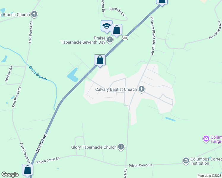 map of restaurants, bars, coffee shops, grocery stores, and more near 291 Southwood Road in Whiteville