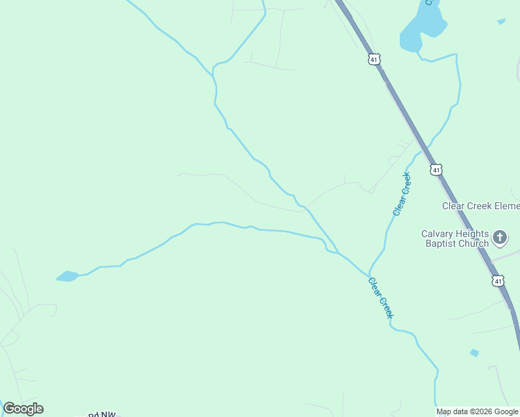 map of restaurants, bars, coffee shops, grocery stores, and more near 111 Kitchens Mountain Road Northwest in Cartersville