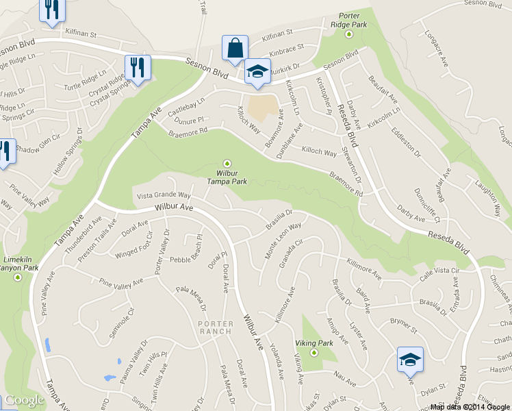 map of restaurants, bars, coffee shops, grocery stores, and more near 11927 Estrada Lane in Los Angeles