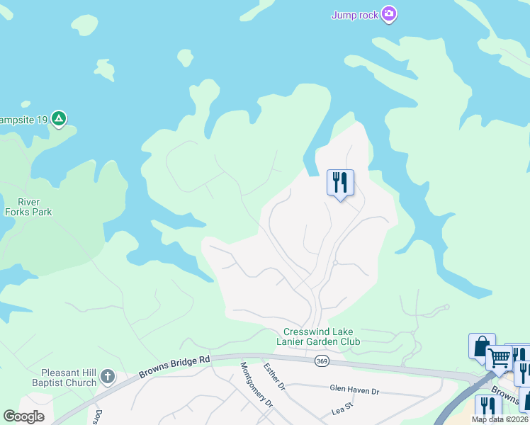 map of restaurants, bars, coffee shops, grocery stores, and more near 3597 Blue Cypress Cove Southwest in Gainesville