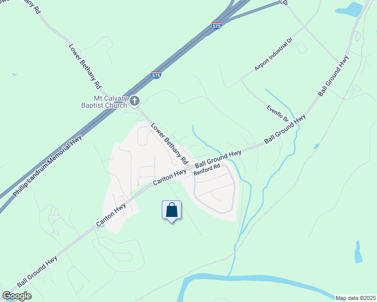 map of restaurants, bars, coffee shops, grocery stores, and more near 204 Lower Bethany Road in Ball Ground