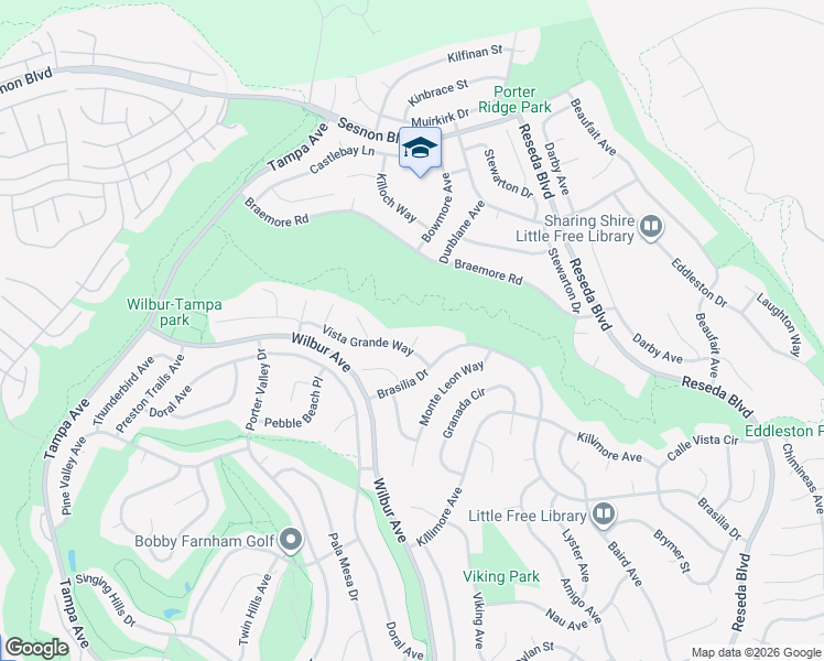 map of restaurants, bars, coffee shops, grocery stores, and more near 11927 Estrada Lane in Los Angeles