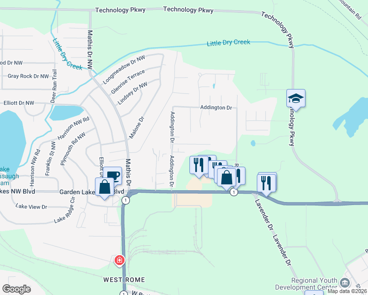 map of restaurants, bars, coffee shops, grocery stores, and more near 6 General Avenue in Rome