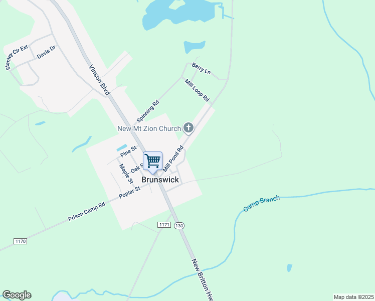 map of restaurants, bars, coffee shops, grocery stores, and more near 145 Mill Stream Drive in Whiteville