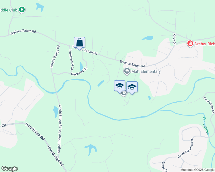 map of restaurants, bars, coffee shops, grocery stores, and more near 7945 Streamside Lane in Cumming
