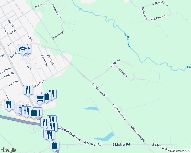 map of restaurants, bars, coffee shops, grocery stores, and more near 147-131 Pepper Drive in Darlington