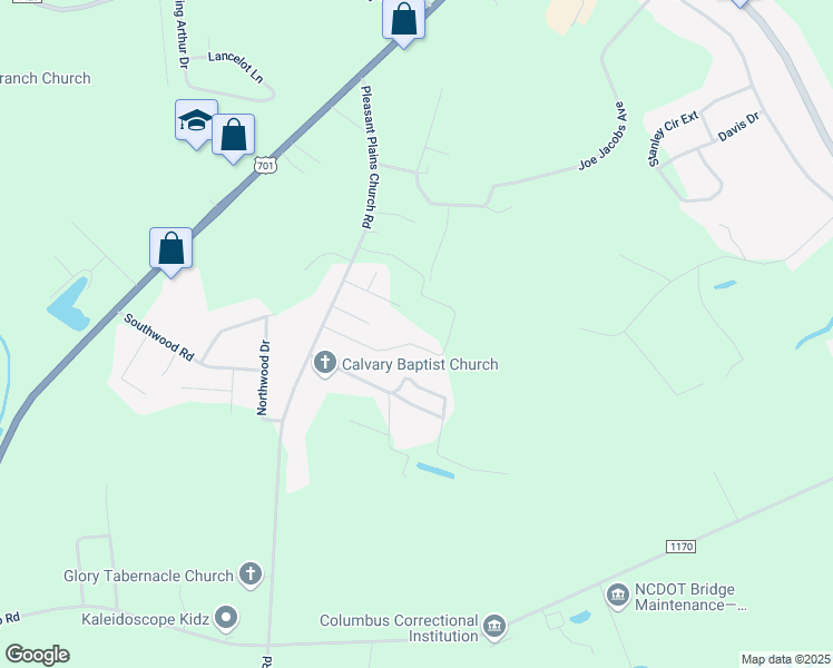 map of restaurants, bars, coffee shops, grocery stores, and more near 335 Asphalt Way in Whiteville
