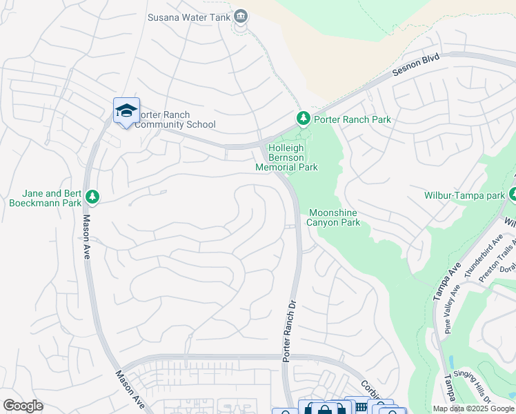 map of restaurants, bars, coffee shops, grocery stores, and more near 20114 Marlow Lane in Los Angeles