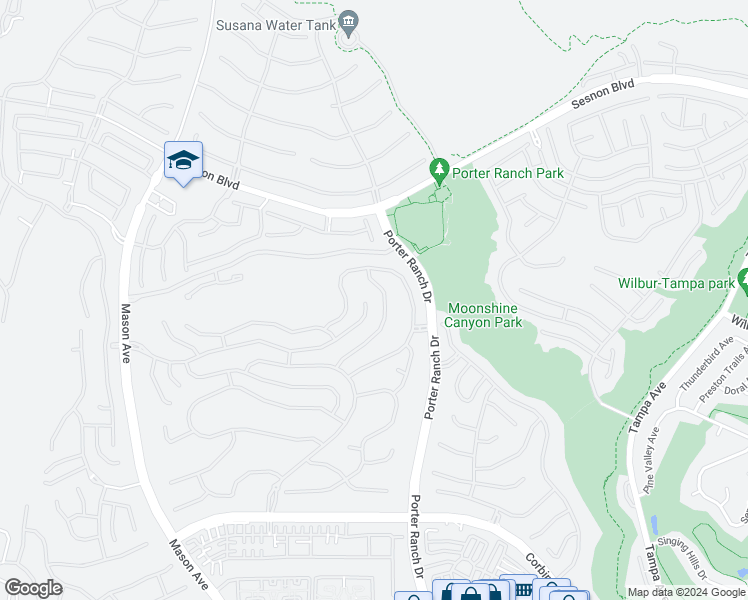 map of restaurants, bars, coffee shops, grocery stores, and more near 20114 Marlow Lane in Los Angeles