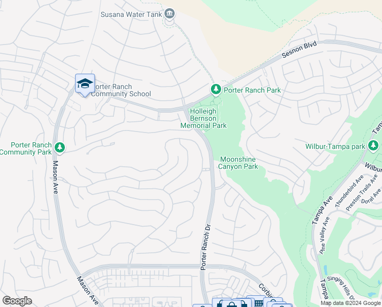 map of restaurants, bars, coffee shops, grocery stores, and more near 11830 Hillsborough Lane in Los Angeles