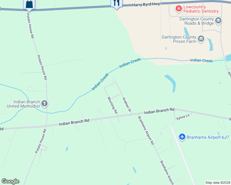 map of restaurants, bars, coffee shops, grocery stores, and more near 329 Mustang Road in Darlington