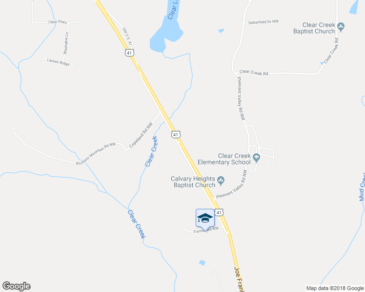 map of restaurants, bars, coffee shops, grocery stores, and more near Joe Frank Harris Parkway Southeast in Cartersville