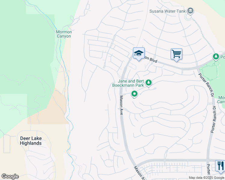 map of restaurants, bars, coffee shops, grocery stores, and more near 11937 North Ricasoli Way in Los Angeles