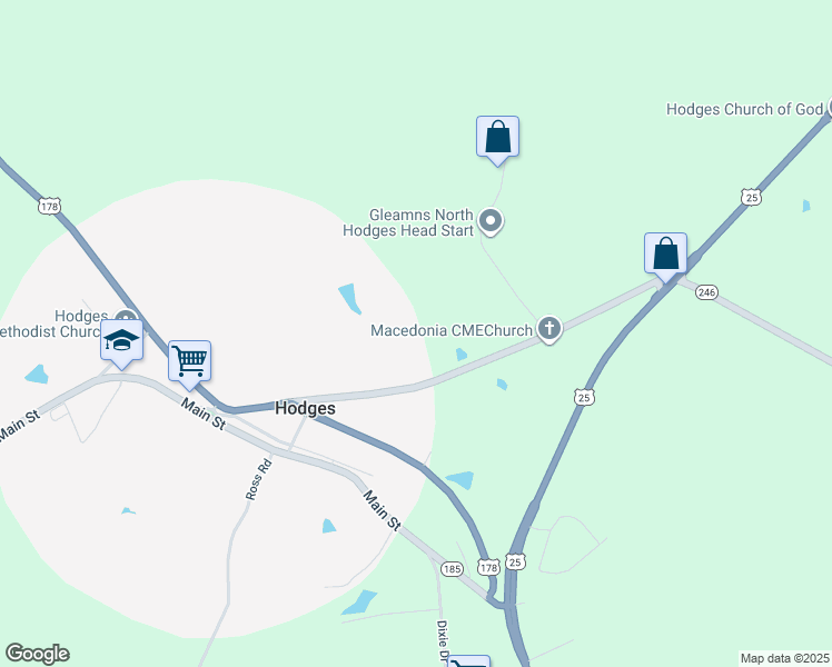 map of restaurants, bars, coffee shops, grocery stores, and more near in Hodges