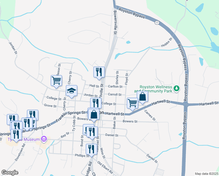 map of restaurants, bars, coffee shops, grocery stores, and more near 116 Carlton Street in Royston