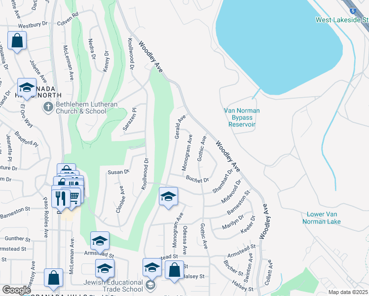 map of restaurants, bars, coffee shops, grocery stores, and more near 12107 Monogram Avenue in Los Angeles