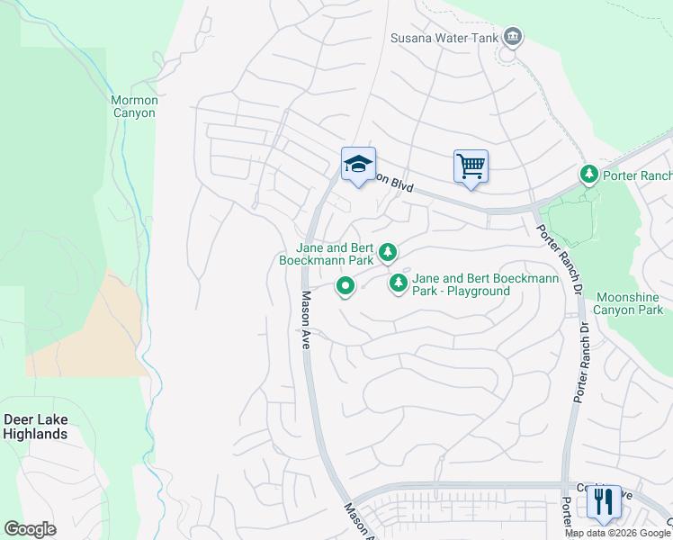 map of restaurants, bars, coffee shops, grocery stores, and more near 11945 Mirabel Way in Los Angeles