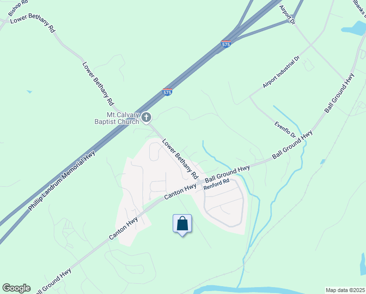 map of restaurants, bars, coffee shops, grocery stores, and more near 143 Sawgrass Dr in Ball Ground