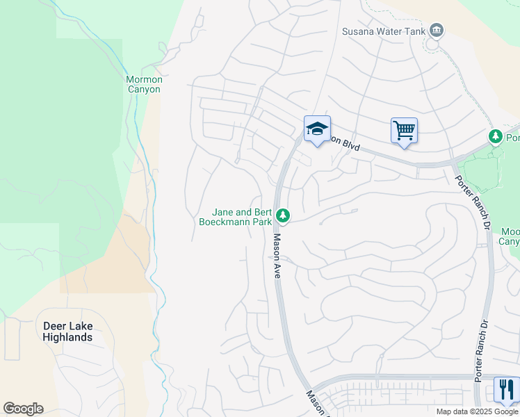map of restaurants, bars, coffee shops, grocery stores, and more near 11937 North Ricasoli Way in Los Angeles