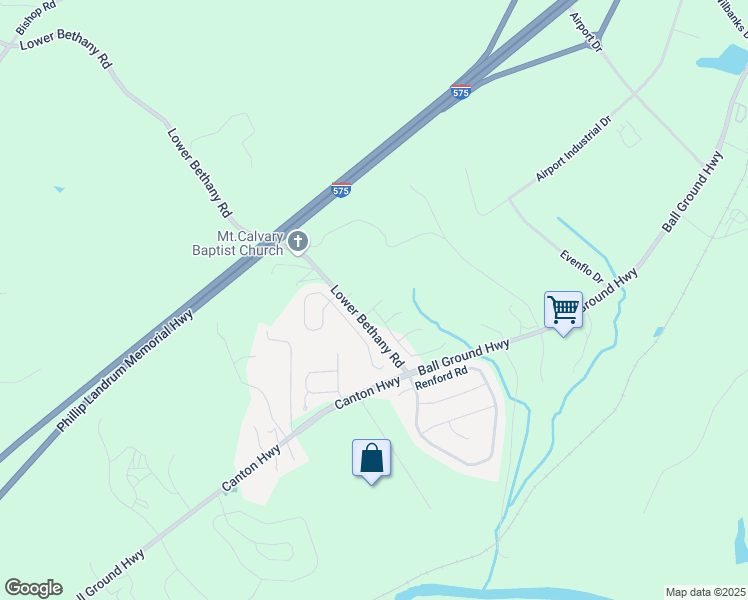map of restaurants, bars, coffee shops, grocery stores, and more near 143 Sawgrass Dr in Ball Ground