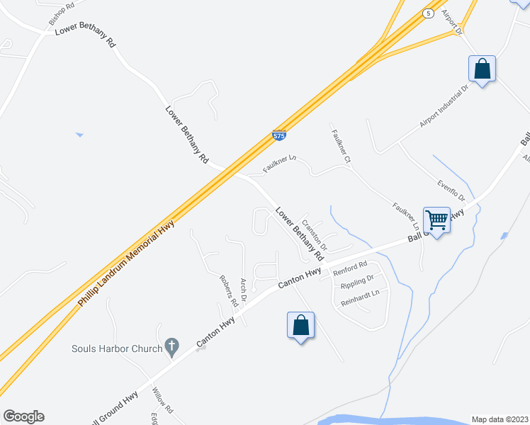 map of restaurants, bars, coffee shops, grocery stores, and more near 246 Bethany Manor Drive in Canton