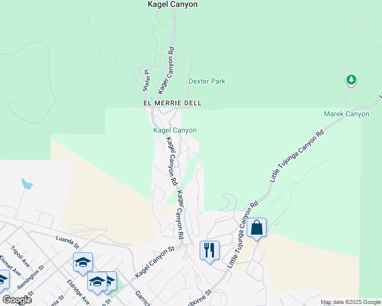 map of restaurants, bars, coffee shops, grocery stores, and more near 11039 Summit Trail in Los Angeles County