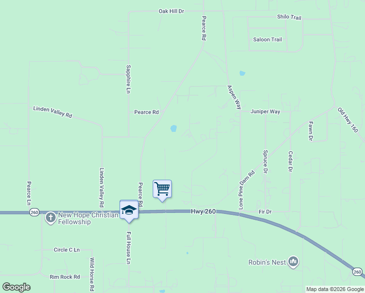 map of restaurants, bars, coffee shops, grocery stores, and more near 6950 Pearce Drive in Show Low