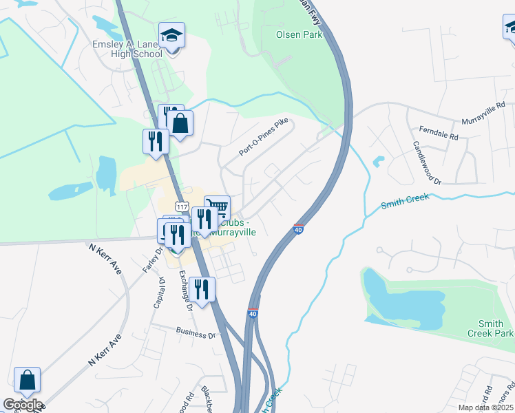 map of restaurants, bars, coffee shops, grocery stores, and more near 5809 Fallen Tree Road in Wilmington