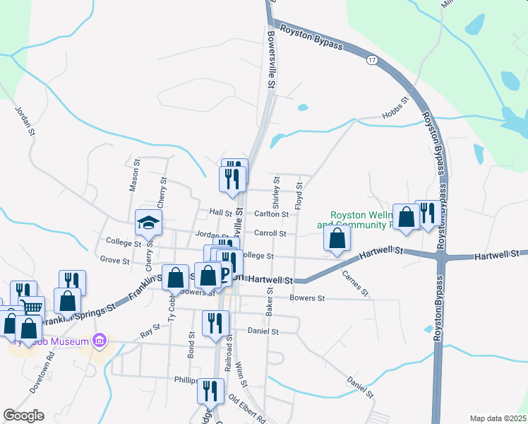 map of restaurants, bars, coffee shops, grocery stores, and more near 116 Carlton Street in Royston