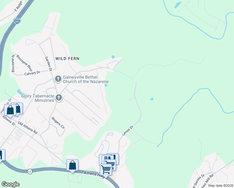 map of restaurants, bars, coffee shops, grocery stores, and more near 2460 Floyd Road in Gainesville