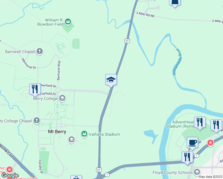 map of restaurants, bars, coffee shops, grocery stores, and more near in Mount Berry
