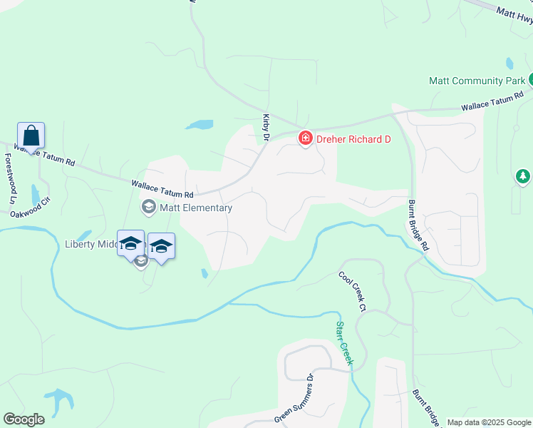 map of restaurants, bars, coffee shops, grocery stores, and more near 7595 Country Creek Drive in Cumming