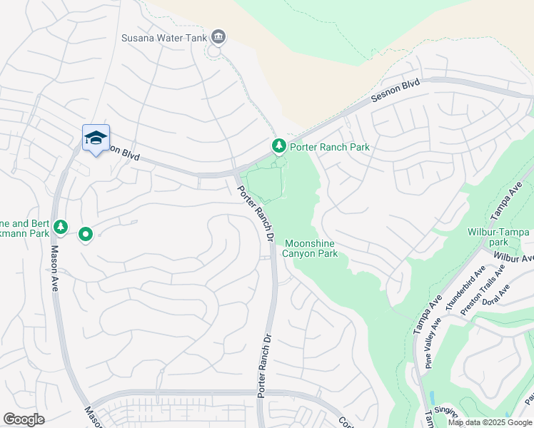 map of restaurants, bars, coffee shops, grocery stores, and more near 12120 Porter Ranch Drive in Los Angeles