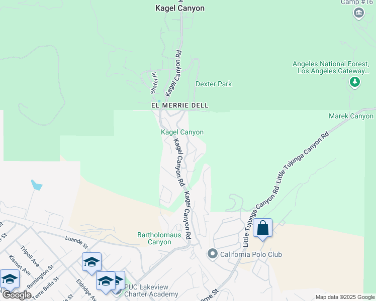map of restaurants, bars, coffee shops, grocery stores, and more near Spring Trail in Los Angeles County