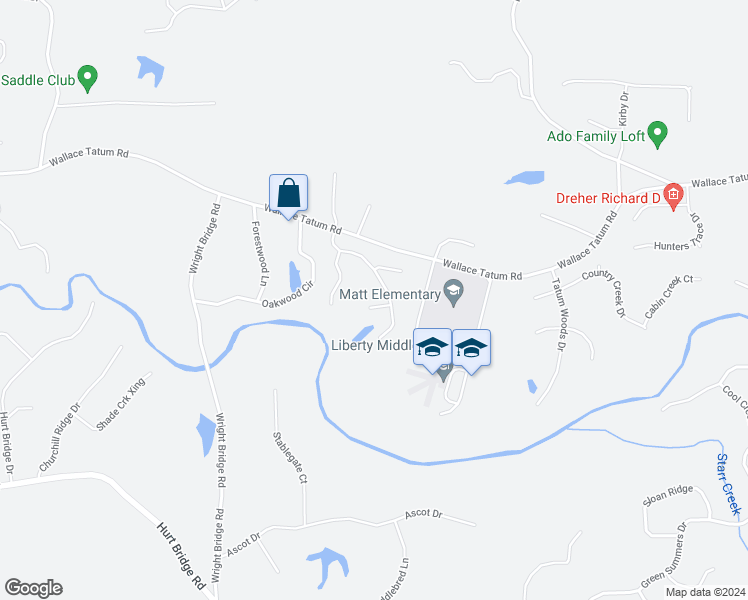 map of restaurants, bars, coffee shops, grocery stores, and more near 7920 Canoe Court in Cumming