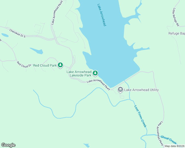 map of restaurants, bars, coffee shops, grocery stores, and more near 2015 Lake ArrowHead Drive in Waleska
