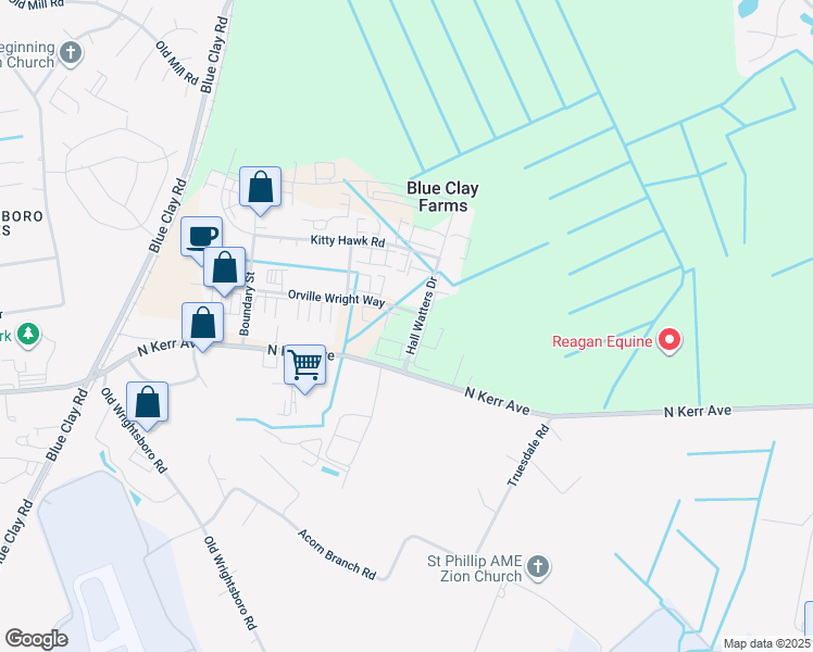 map of restaurants, bars, coffee shops, grocery stores, and more near 3007 Orville Wright Way in Wilmington