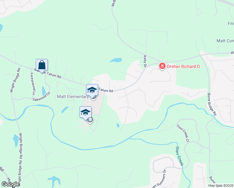 map of restaurants, bars, coffee shops, grocery stores, and more near 7430 Tatum Court in Cumming