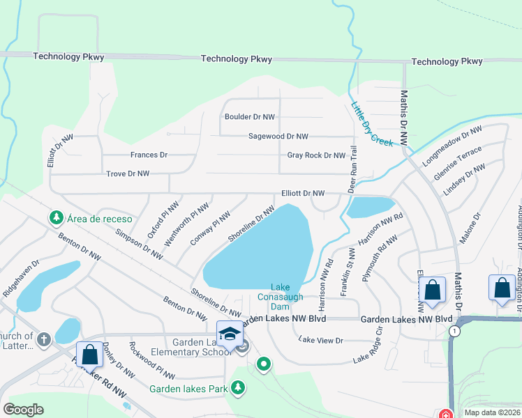 map of restaurants, bars, coffee shops, grocery stores, and more near 133 Shoreline Drive Northwest in Rome
